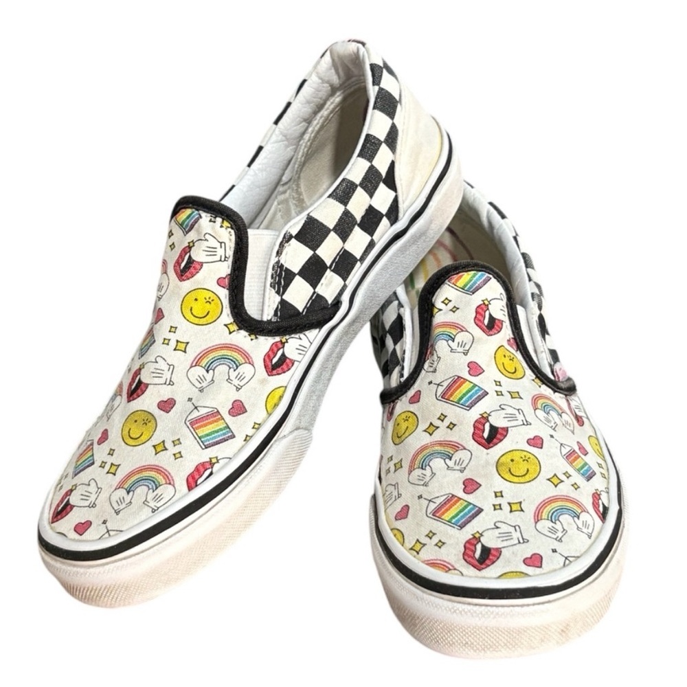 Vans Checkered Print Flour Shop Slip On Skateboard Shoes Size 3